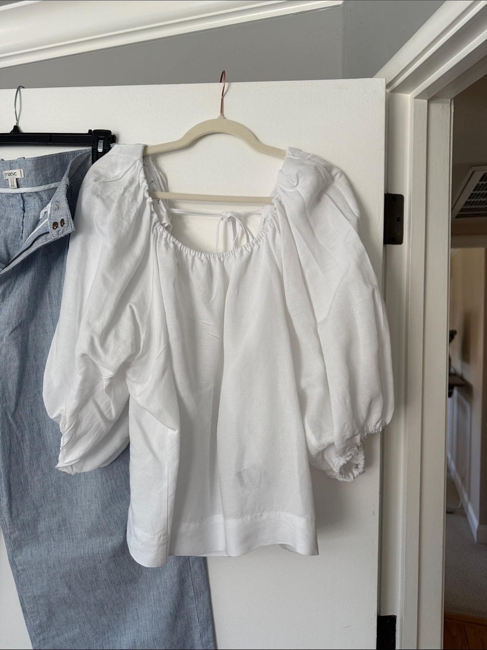 White Puff-Sleeve Peasant Top